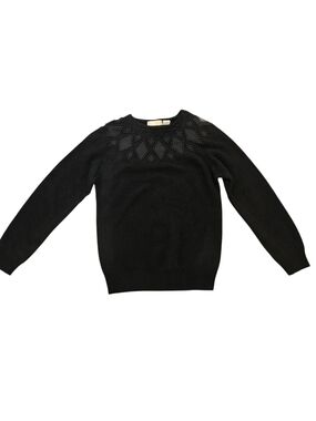 Black Wool Alpaca Business Casual Crewneck Sweater Sz P
